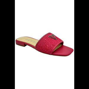 Guess Women's Tamsey One Band Square Toe Slide Flat Sandals Pink - Medium